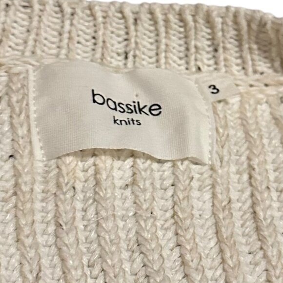 Bassike Pullover Crew Neck Sweater Thick Ribbed Woven Cream Linen Size 3 Large - Picture 12 of 12